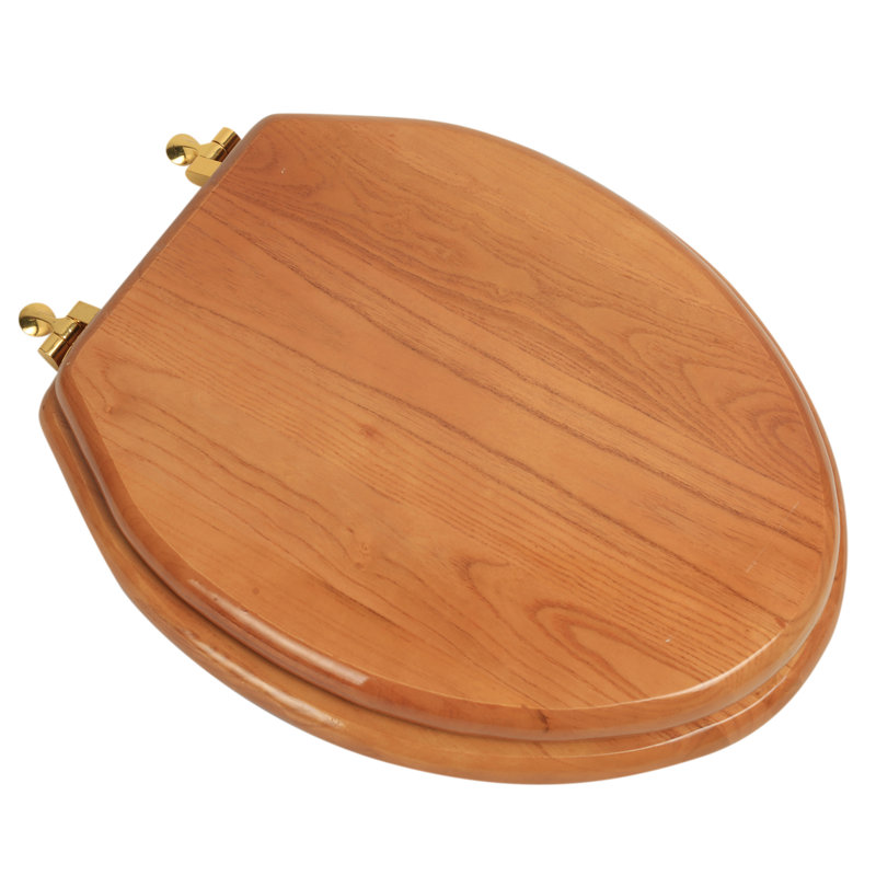 PlumbingTechnologiesLLC Designer Solid Oak Wood Elongated Toilet Seat